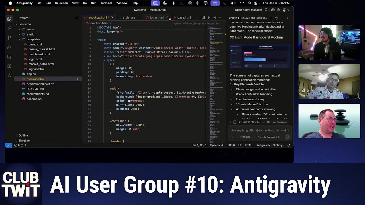 Club TWiT: AI User Group #10 - Google Antigravity Crushes App-Building