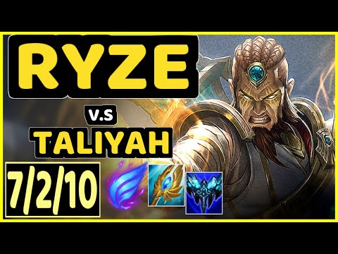 RYZE vs TALIYAH - 7/2/10 KDA MID GAMEPLAY - EUW Ranked GRANDMASTER