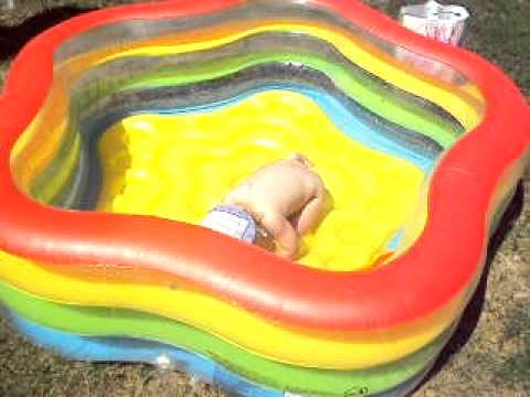 Детский надувной бассейн c надувным дном INTEX «Summer Colors» 56495 / 185х180х53см.