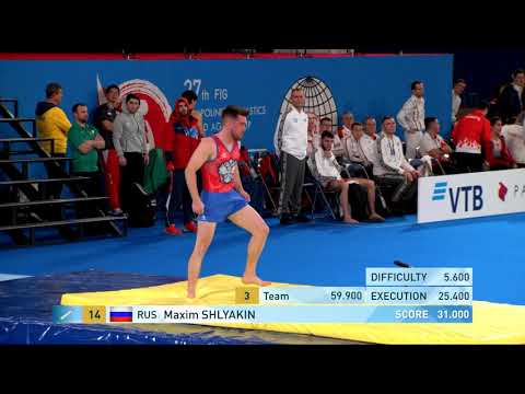 SHLYAKIN Maxim (RUS) M - 2019 Trampoline Worlds, Tokyo (JPN) - Qualification Tumbling R1