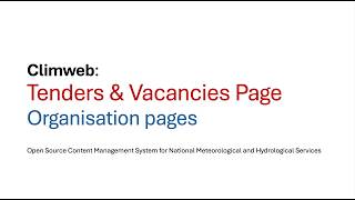 Vacancies and Tenders Page | Organisation Pages - Climweb