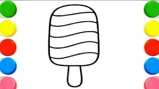 Cute Ice Cream Drawing Colouring for kids and Toddlers Easy Ice Cream step by step Colourful Drawing