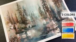 semi abstract WATERCOLOR landscape painting - 318