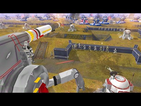 100 Droid Tanks Invade CLONE Artillery Position! - Men of War: Star Wars Mod Battle Simulator
