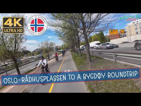 ☀️🚴City Bike Oslo: Rådhusplassen to a Bygdøy roundtrip, Norway 🇳🇴 (4K, 60fps)