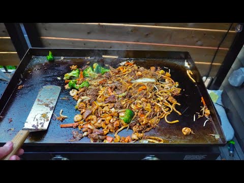 Cooking MONGOLIAN GRILL On The Black Stone - Mukbang