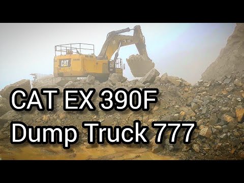 Caterpillar 390F Excavator Loading Caterpillar 777C Dump Truck - Langkahku
