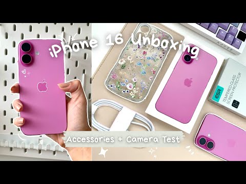 Iphone 16 (Pink) Unboxing 💖  𐙚 ˙⋆.˚ ᡣ𐭩  + Aesthetic Accessories  + Set Up + Camera Test 🎀⭐️