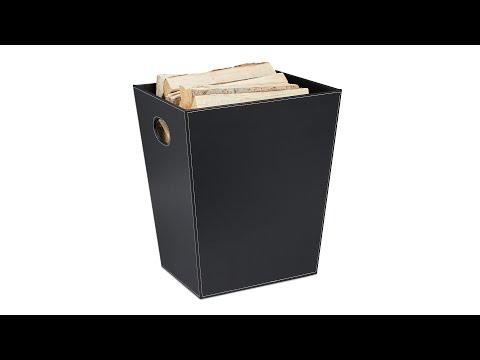 Holzkorb Kunstleder mit Griffen Schwarz - Holzwerkstoff - Papier - Kunststoff - 45 x 50 x 38 cm