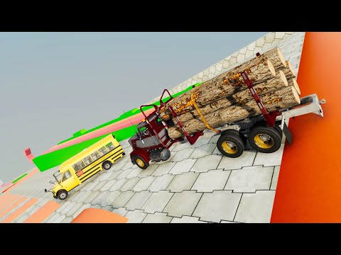 Heavy Vehicle Epic Descent With Bumps & Ramps Insane Testing - BeamNG.drive Crazy Downhill Descent