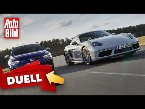 VW Golf 8 R vs. Porsche 718 Cayman | New top-of-the-line Golf challenges Cayman | Test with Stefa...