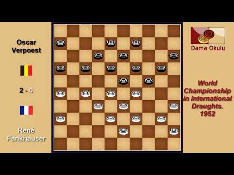 René Fankhauser (FRA) - Oscar Verpoest (BEL). Draughts World Championship. 1952.