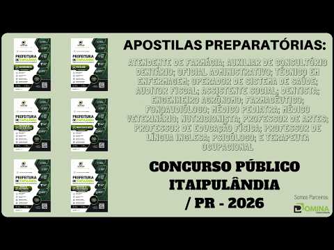 Apostilas Concurso Prefeitura de Itaipulândia / PR - 2026, Vários Cargos