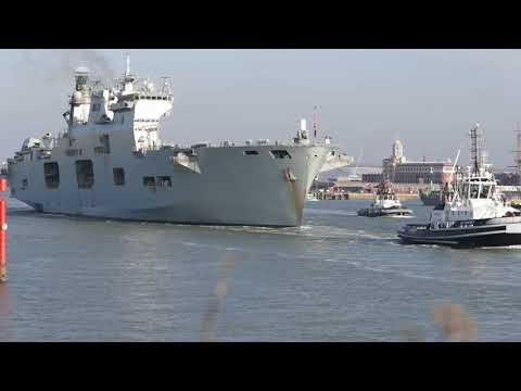 HMS Ocean leaves Portsmouth for the final time
