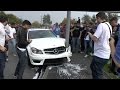 Mercedes C63 AMG - CRASH & REACTION at Gumball Meet!!
