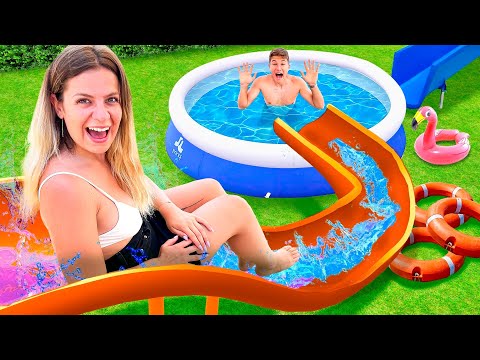 I'M BUILDING A GIANT WATER PARK IN THE BACKYARD!!💦