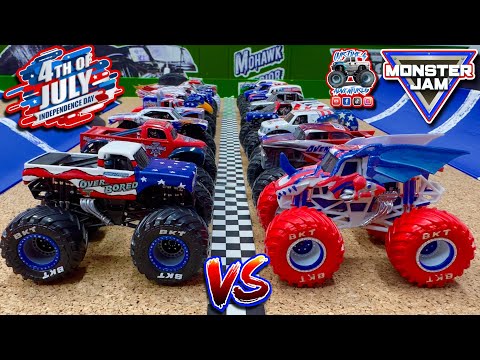Toy Diecast Monster Truck Racing Tournament | 4th Annual July 4th 🇺🇸 HotWheels 🆚 Spin Monster Race
