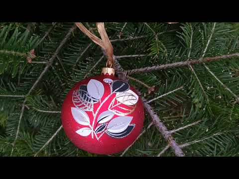 Миниатюра изображения товара Шар новогодний Декарт Серые черные листья 8Ш0033 (10см, красный)