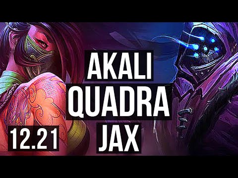 AKALI vs JAX (TOP) | Quadra, Godlike, 14/4/7, 300+ games | KR Diamond | 12.21