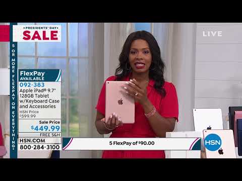 Apple iPad 9.7 128GB Tablet with Keyboard Case and Acces...