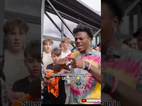 Speed meets a Jamaican in Lithuania 😂 #fypシ゚viral #adinkick #ishowspeed #jamaican #lithuania #fypp
