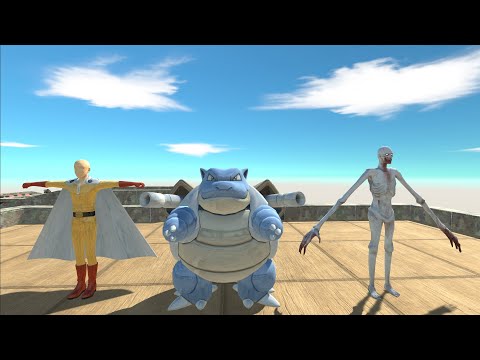 SAITANA AND BLASTOISE VS SCP - 096 DEATH RUN - Animal Revolt Battle Simulator