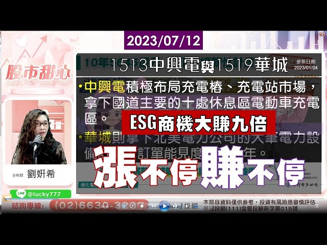 07/12【甜心盤後影音】ESG商機大賺九倍，漲不停、賺不停！