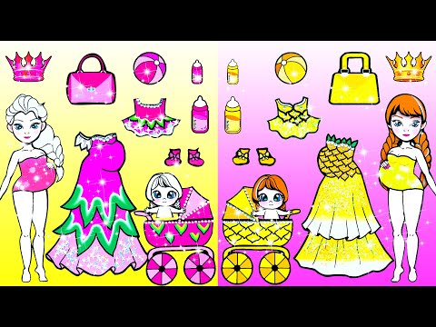 Trucos Y Manualidades Para Muñecas De Papel - Vestido New Fruit Rosa De Elsa Y Anna Amarilla
