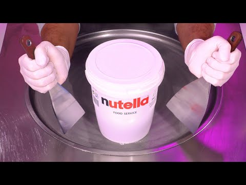 Nutella Bucket ASMR | Nougat Creme - Chocolate Ice Cream Rolls (satisfying Food Transformation)