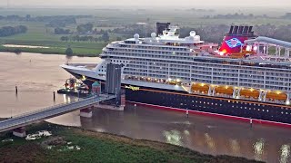 NEW CRUISE SHIP "DISNEY TREASURE" ON RIVER EMS GOING TO OCEAN - 4K SHIPSPOTTING SEPTEMBER 2024