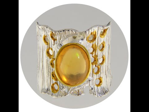 Inel Argint 925 Accente aurite Opal Natural - Eleganta si Stralucire