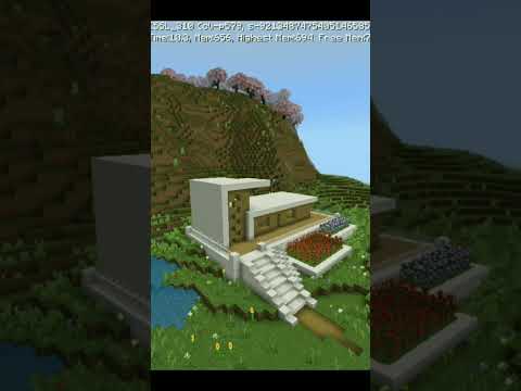 creepy minecraft - new modern house tutorial timelapse hillside near pink biome of minecraft