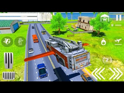 Real Flying Fire Truck Robot Rescue Simulator - Flying Firefighter Game - Android Gameplay