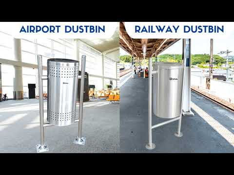 MOfna Stainless Steel Single Swing Pole Mounted Dustbin, Hanging Pole bin, Capacity 60 Liter