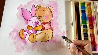 Oddly Satisfying Winnie the Pooh Watercolor Painting ✨ ASMR