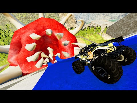 GIANT WORM vs CARS | BeamNG.drive