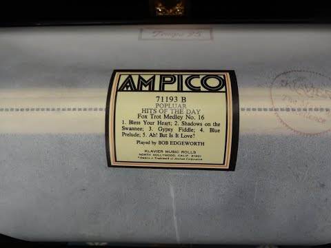 Frank Milne plays a medley of five 1933 popular songs on Ampico