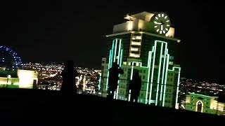 ДНЁМ и НОЧЬЮ вид сверху с крыши чеченского небоскрёба "Грозный-Сити" на город зимой на Кавказе