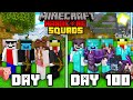 We Survived 100 Days In Minecraft Hardcore SQUADS