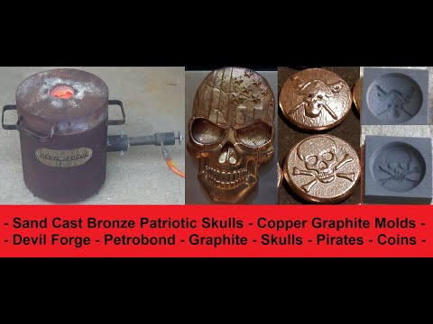 Patriotic Skulls Casting -New Graphite Molds - Copper - Bronze - Sand Casting - Devil Forge