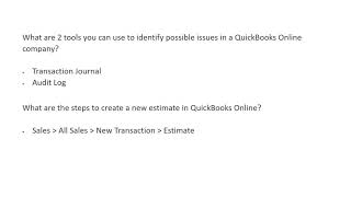 Quickbooks Online Certification Questions and Answers 2021