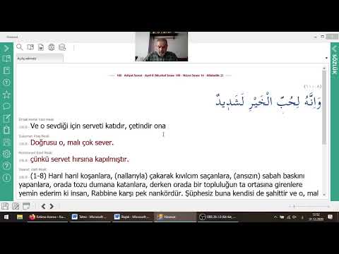 Zilzal ve Adiyat Sureleri _31_12_2020 Kuran Arapçası / Kuran Anahtarı Dersleri Kırık Meal