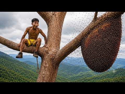 Extreme Wild Honey Hunting: Only the Bravest Would Climb This 100m Tree for Giant Wild Honey