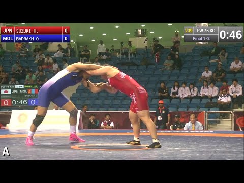 GOLD FW - 75 kg: H. SUZUKI (JPN) df. O. BADRAKH (MGL), 3-1