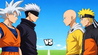 Download lagu Goku & Gojo vs. Saitama & Naruto 🤯 #animebattle mp3