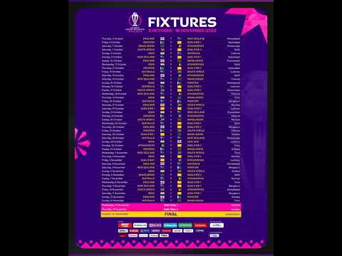 Icc Odi World Cup 2023 Schedule | Odi World Cup 2023 all Matches Full Schedule #iccodiworldcup2023