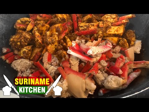 Surinaamse Kraboe (Krab Kerrie Saus) In Masala Gekookt | Crabs (Crab Curry) Cooked In Curry Powder
