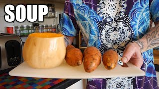 Roasted Butternut Squash & Sweet Potato Soup - Easy Vegan Recipe