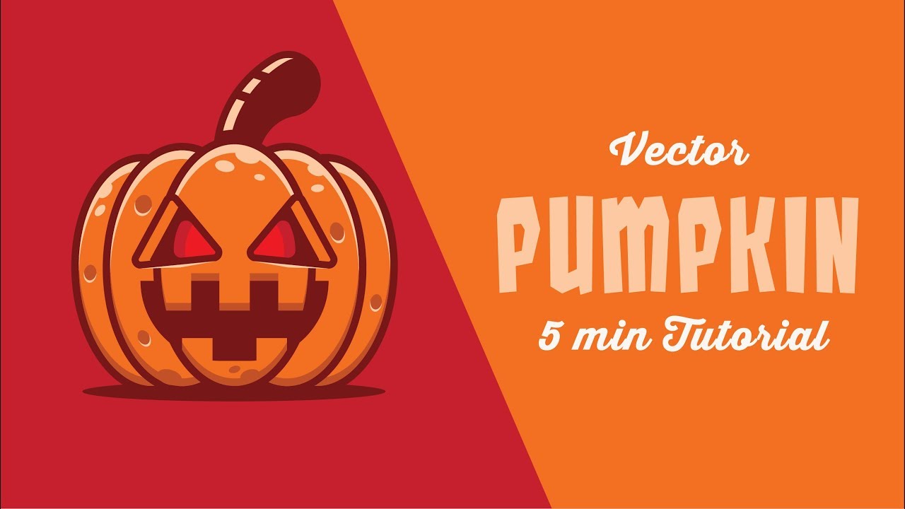 How to design vector pumpkin using adobe illustrator. Halloween illustration  in 5 miniatures.