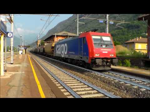 ETR.610 CH-SBB, IL SALUTO DELLA E.484 CON MERCI, E.464 DI TRENORD A PREMOSELLO (VB) 22 - 6 - 2014